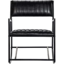 VidaXL Fauteuil A Bascule Noir Cuir Veritable -Pas Cher Fauteuil Magasin 15354766 4