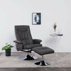 VidaXL Fauteuil De Massage Avec Repose-pieds Gris Similicuir