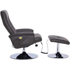 VidaXL Fauteuil De Massage Avec Repose-pieds Gris Similicuir -Pas Cher Fauteuil Magasin 15354821 4