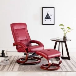 VidaXL Fauteuil Inclinable Avec Repose-pied Similicuir Rouge Bordeaux - Rouge