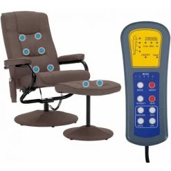 Fauteuil De Massage Avec Repose-pied Tissu Marron VidaXL 9 Fauteuil De Massage Avec Repose-pied Tissu Marron VidaXL -Pas Cher Fauteuil Magasin 15382849 3