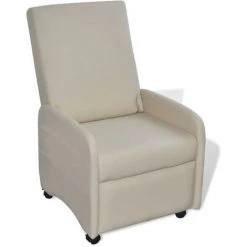 VidaXL Fauteuil Pliable Cuir Synthetique Creme