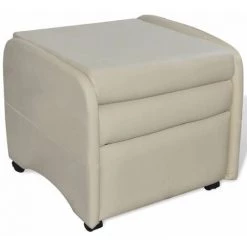 VidaXL Fauteuil Pliable Cuir Synthetique Creme -Pas Cher Fauteuil Magasin 15386511 3