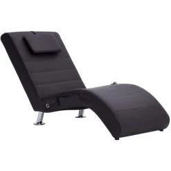 VidaXL Chaise Longue De Massage Avec Coussin Marron Similicuir -Pas Cher Fauteuil Magasin 15386590 2