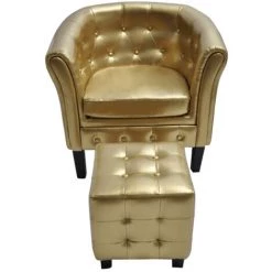 VidaXL Fauteuil Cabriolet Avec Repose-pied Cuir Synthetique Dore