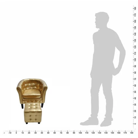 VidaXL Fauteuil Cabriolet Avec Repose-pied Cuir Synthetique Dore 7 VidaXL Fauteuil Cabriolet Avec Repose-pied Cuir Synthetique Dore – Image 5