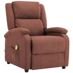 VidaXL Fauteuil Electrique De Massage Marron Tissu 8 VidaXL Fauteuil Electrique De Massage Marron Tissu -Pas Cher Fauteuil Magasin 15386642 2