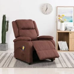 VidaXL Fauteuil Electrique De Massage Marron Tissu 9 VidaXL Fauteuil Electrique De Massage Marron Tissu -Pas Cher Fauteuil Magasin 15386642 3