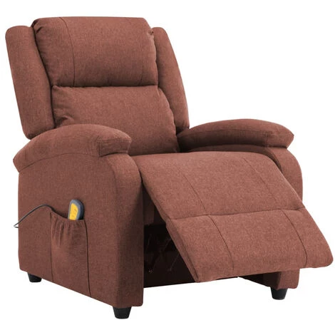 VidaXL Fauteuil Electrique De Massage Marron Tissu 7 VidaXL Fauteuil Electrique De Massage Marron Tissu – Image 5