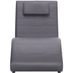 VidaXL Chaise Longue Avec Oreiller Gris Similicuir -Pas Cher Fauteuil Magasin 15386646 2