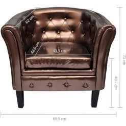 VidaXL Fauteuil Cabriolet Cuir Synthetique Marron -Pas Cher Fauteuil Magasin 15386704 5