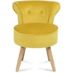 IDMARKET Fauteuil Crapaud En Velours Jaune - Jaune -Pas Cher Fauteuil Magasin 15473166 3