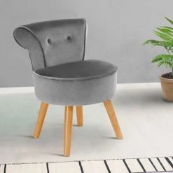 IDMARKET Fauteuil Crapaud En Velours Gris - Gris