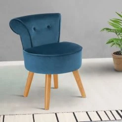 IDMARKET Fauteuil Crapaud En Velours Bleu - Bleu