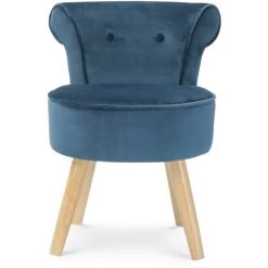 IDMARKET Fauteuil Crapaud En Velours Bleu - Bleu -Pas Cher Fauteuil Magasin 15473168 3