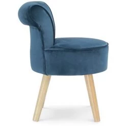 IDMARKET Fauteuil Crapaud En Velours Bleu - Bleu -Pas Cher Fauteuil Magasin 15473168 4