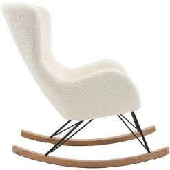 MILIBOO Rocking Chair Design Tissu Blanc Effet Peau De Mouton ESKUA - Beige 9 MILIBOO Rocking Chair Design Tissu Blanc Effet Peau De Mouton ESKUA - Beige -Pas Cher Fauteuil Magasin 15542439 3