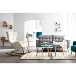 MILIBOO Rocking Chair Design Tissu Blanc Effet Peau De Mouton ESKUA - Beige 11 MILIBOO Rocking Chair Design Tissu Blanc Effet Peau De Mouton ESKUA - Beige -Pas Cher Fauteuil Magasin 15542439 5