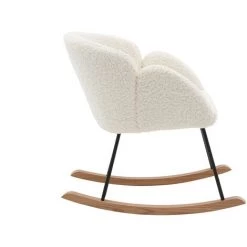 MILIBOO & STÉPHANE PLAZA Rocking Chair Design Tissu Blanc Effet Laine Bouclée RHAPSODY - Miliboo & Stéphane Plaza - Blanc Cassé -Pas Cher Fauteuil Magasin 15542444 3
