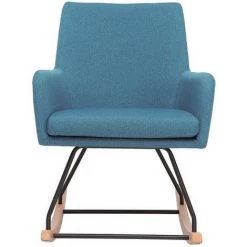 MILIBOO Fauteuil Rocking Chair Design Tissu SHANA - Bleu Canard - Bleu Canard