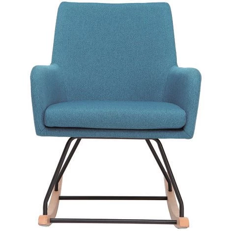 MILIBOO Fauteuil Rocking Chair Design Tissu SHANA - Bleu Canard - Bleu Canard 3 MILIBOO Fauteuil Rocking Chair Design Tissu SHANA - Bleu Canard - Bleu Canard