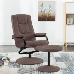 Fauteuil Inclinable Avec Repose-pied Tissu Marron VidaXL
