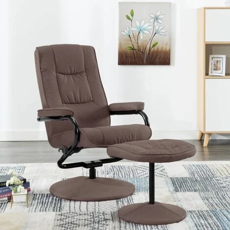 Fauteuil Inclinable Avec Repose-pied Tissu Marron VidaXL 3 Fauteuil Inclinable Avec Repose-pied Tissu Marron VidaXL