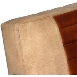 VidaXL Chaise De Salon Cuir Veritable Et Toile Marron -Pas Cher Fauteuil Magasin 15592895 3