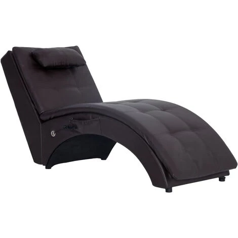 VidaXL Chaise Longue De Massage Avec Oreiller Marron Similicuir 4 VidaXL Chaise Longue De Massage Avec Oreiller Marron Similicuir – Image 2