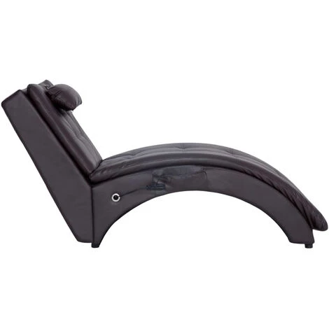 VidaXL Chaise Longue De Massage Avec Oreiller Marron Similicuir 6 VidaXL Chaise Longue De Massage Avec Oreiller Marron Similicuir – Image 4