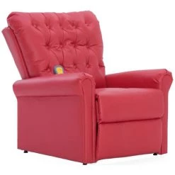 VidaXL Fauteuil Electrique De Massage Rouge Similicuir -Pas Cher Fauteuil Magasin 15593066 2