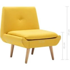 VidaXL Fauteuil Sans Accoudoirs Revetement En Tissu 73x66x77 Cm Jaune -Pas Cher Fauteuil Magasin 15632880 4