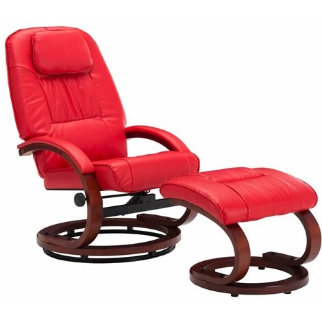 Fauteuil Inclinable Avec Repose-pied Similicuir Rouge VidaXL 4 Fauteuil Inclinable Avec Repose-pied Similicuir Rouge VidaXL – Image 2