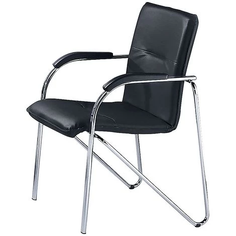 CERTEO Fauteuil Empilable à Habillage En Similicuir - Piétement Chromé, Lot De 2 - Habillage Noir - Coloris Assise Et Dossier: Noir 3 CERTEO Fauteuil Empilable à Habillage En Similicuir - Piétement Chromé, Lot De 2 - Habillage Noir - Coloris Assise Et Dossier: Noir