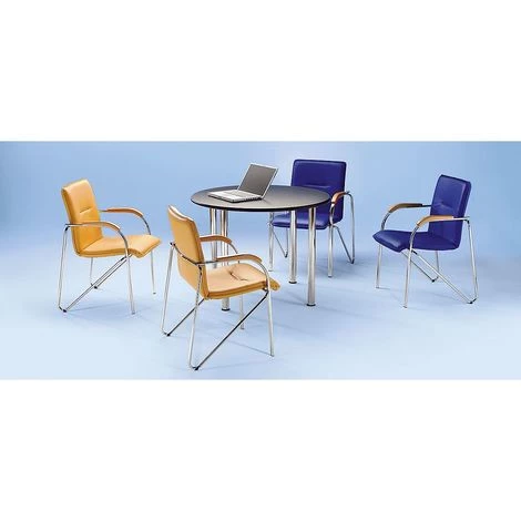 CERTEO Fauteuil Empilable à Habillage En Similicuir - Piétement Chromé, Lot De 2 - Habillage Noir - Coloris Assise Et Dossier: Noir 4 CERTEO Fauteuil Empilable à Habillage En Similicuir - Piétement Chromé, Lot De 2 - Habillage Noir - Coloris Assise Et Dossier: Noir – Image 2