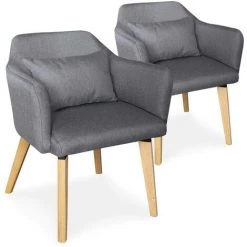 COTECOSY Lot De 2 Fauteuils Scandinaves Dantes Tissu Gris Foncé - Gris Foncé