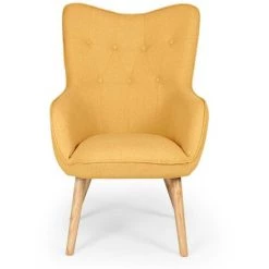 COTECOSY Fauteuil Scandinave Barkley Tissu Jaune - Jaune -Pas Cher Fauteuil Magasin 15812252 2