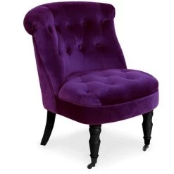 COTECOSY Fauteuil Crapaud Prince Velours Violet - Violet