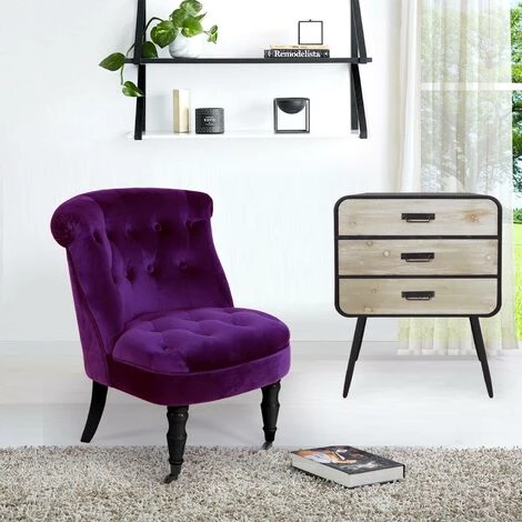 COTECOSY Fauteuil Crapaud Prince Velours Violet - Violet 5 COTECOSY Fauteuil Crapaud Prince Velours Violet - Violet – Image 3