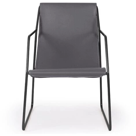 COTECOSY Fauteuil Ulysse Métal Noir Et Simili Gris - Gris 4 COTECOSY Fauteuil Ulysse Métal Noir Et Simili Gris - Gris – Image 2