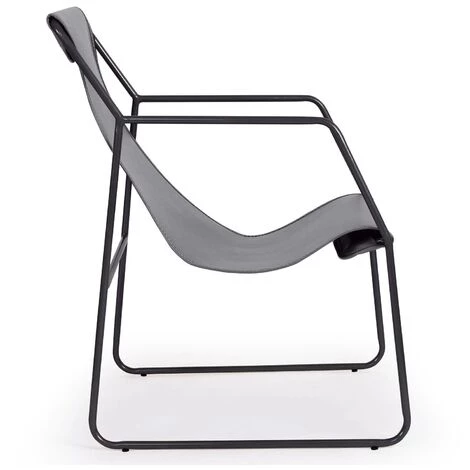 COTECOSY Fauteuil Ulysse Métal Noir Et Simili Gris - Gris 5 COTECOSY Fauteuil Ulysse Métal Noir Et Simili Gris - Gris – Image 3