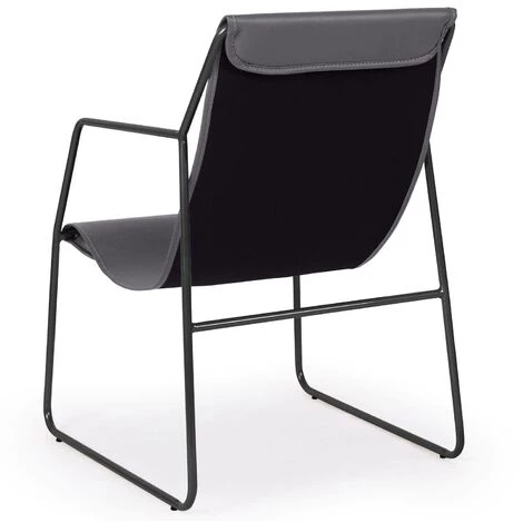 COTECOSY Fauteuil Ulysse Métal Noir Et Simili Gris - Gris 6 COTECOSY Fauteuil Ulysse Métal Noir Et Simili Gris - Gris – Image 4