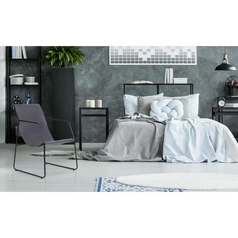 COTECOSY Fauteuil Ulysse Métal Noir Et Simili Gris - Gris 7 COTECOSY Fauteuil Ulysse Métal Noir Et Simili Gris - Gris – Image 5