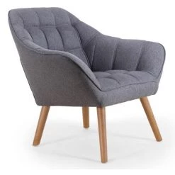 COTECOSY Fauteuil Scandinave Zentao Tissu Gris Clair