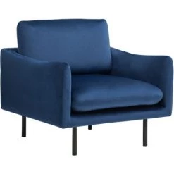 BELIANI Fauteuil En Velours Bleu Foncé - Bleu