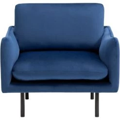 BELIANI Fauteuil En Velours Bleu Foncé - Bleu -Pas Cher Fauteuil Magasin 15840979 4