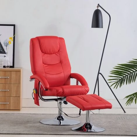 Fauteuil De Massage Avec Repose-pied Similicuir Rouge VidaXL 3 Fauteuil De Massage Avec Repose-pied Similicuir Rouge VidaXL