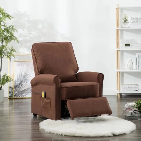 Fauteuil De Massage Tissu Marron VidaXL 5 Fauteuil De Massage Tissu Marron VidaXL – Image 3