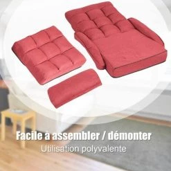 COSTWAY Fauteuil Convertible, Chauffeuse Convertible 1 Place En Tissu Gris Avec Oreiller,5 Positions Disponibles Rouge 11 COSTWAY Fauteuil Convertible, Chauffeuse Convertible 1 Place En Tissu Gris Avec Oreiller,5 Positions Disponibles Rouge -Pas Cher Fauteuil Magasin 15881855 5