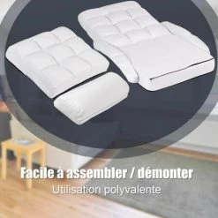 COSTWAY Fauteuil Convertible, Chauffeuse Convertible 1 Place En Tissu Gris Avec Oreiller,5 Positions Disponibles Blanc 10 COSTWAY Fauteuil Convertible, Chauffeuse Convertible 1 Place En Tissu Gris Avec Oreiller,5 Positions Disponibles Blanc -Pas Cher Fauteuil Magasin 15881856 4